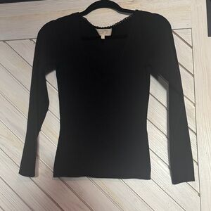 Black V-Neck Women's Top